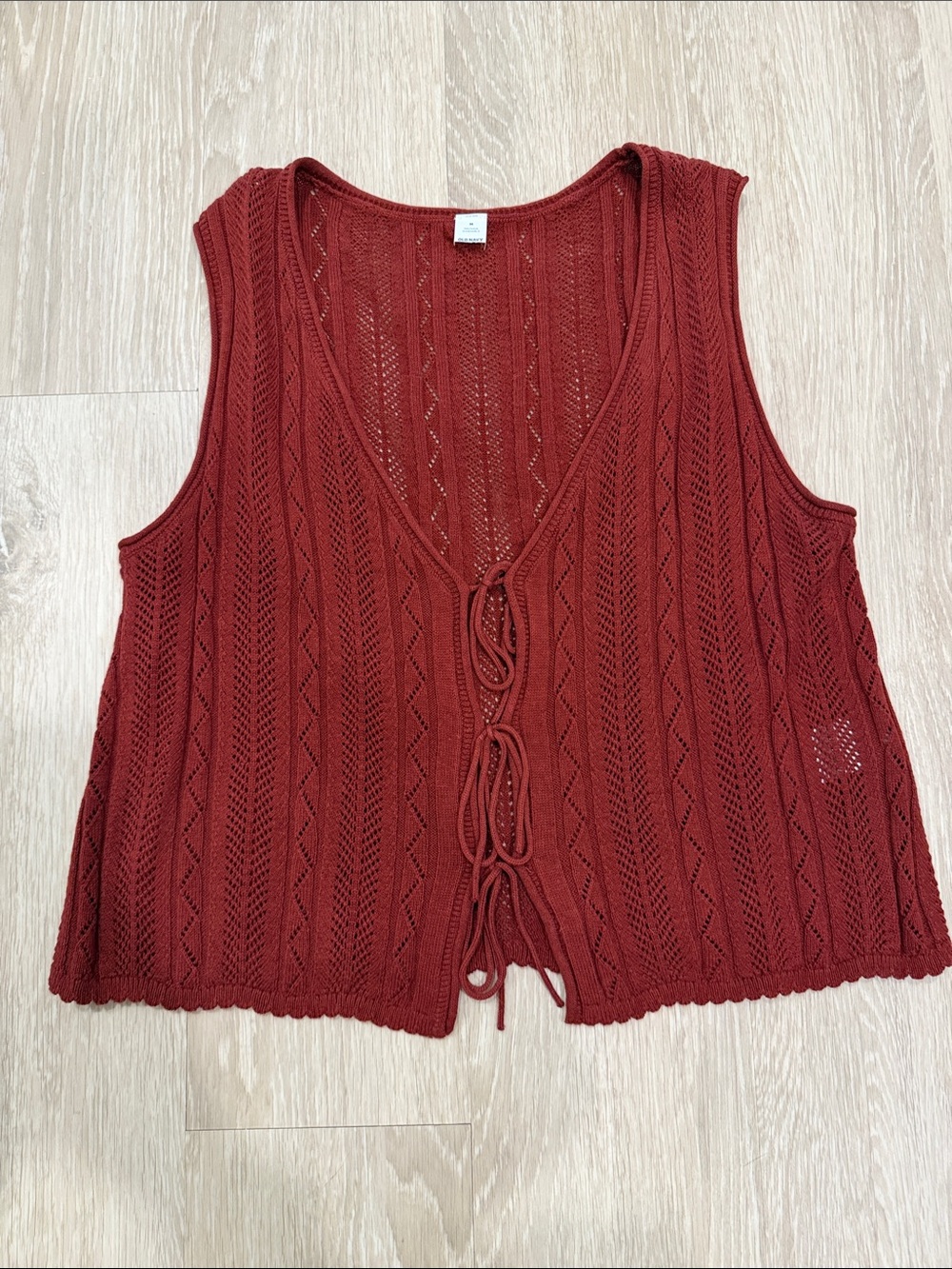 Old Navy cropped Open-Knit Sleeveless Vest in Rust Red